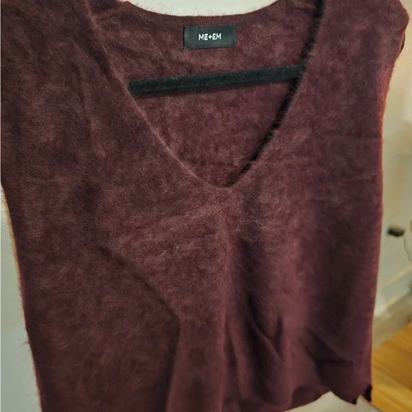 ME+EM burgundy brushed cashmere Sleeveless Knit Vest
